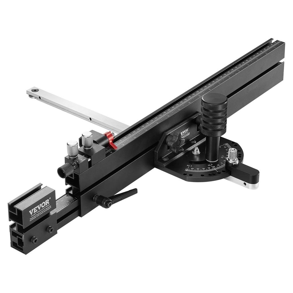 Precision Miter Gauge, Standard Slot 19 X 9.5 Mm, Aluminum Alloy Table Saw Miter Gauge with 48-89 Cm Grating 15 Angle Stops Adjustable Spring Loaded