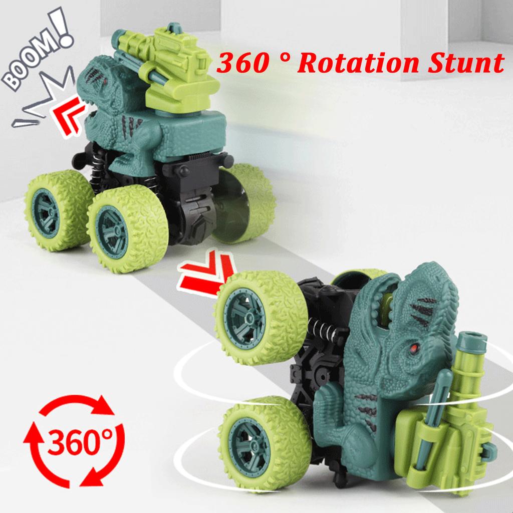 Dinosauři Dětské Hračky Auta Mini setrvačné raketové vystřelovací Vozidlo Vozidlo s pohonem čtyř kol Kaskadérské auto Hračka pro děti Dárek pro chlapce