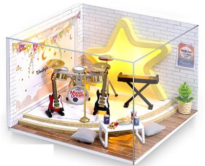 Dollhouse with Japanese Handmade Miniature Miniature Furniture Wooden Dustproof Display Cover [MuMuBoo] Instructions, Beginner's Kit, Kit, DIY, [LED