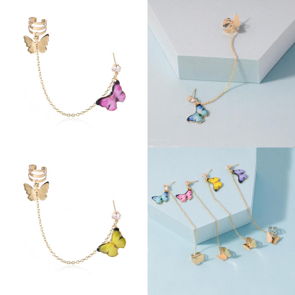 Statement Butterfly Chain Earrings Fashionable With Urban Street Style