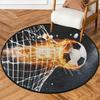 Football Fireball Scoring A Goal Online Round Rug,Washable Soft Circular Floor Mat, Non Slip Low Pile Area Rugs for Kids Bedroom