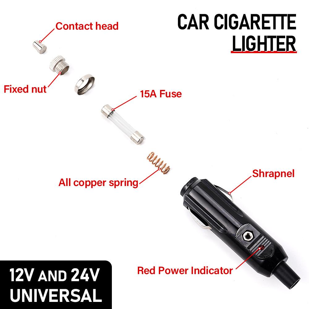 12V To 24V Car Cigarette Lighter Plug Fuses 15A With LED Indicator Plug Power Charger Adapter Connector Fuse Converter Plug