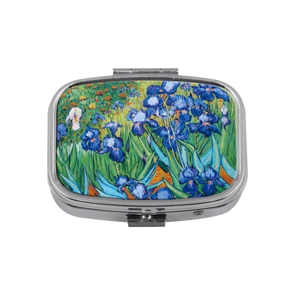 Metal Pill Case Multi-Compartment Built-In Makeup Mirror Travel Pill Organizer Secure Closure Portable Jewelry Storage Box
