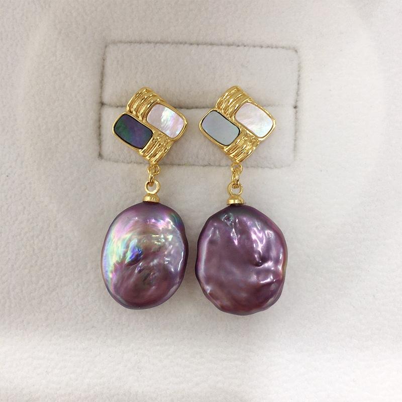 Natural Freshwater Baroque Pearl Earrings Women s Port Style Sea Shell Earrings Special-shaped Pearl Stud Earrings 925 Silver Needle