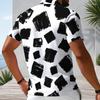 Mens Plus Size Short Sleeve Collared Quarter Zip Printed Polo Shirt White Navy Gold