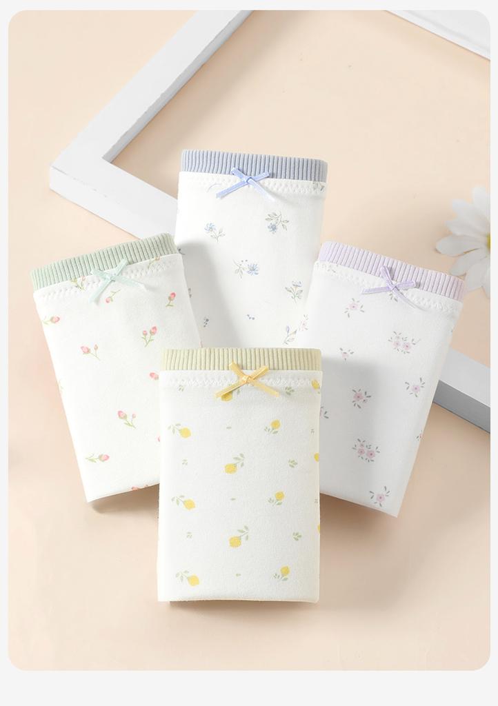 Fenteng [10A Antibacterial] Xinjiang Cotton Underwear Women's Triangle Pants Women's Middle Waist No Hip Pinch Small Fresh Floral Breathable