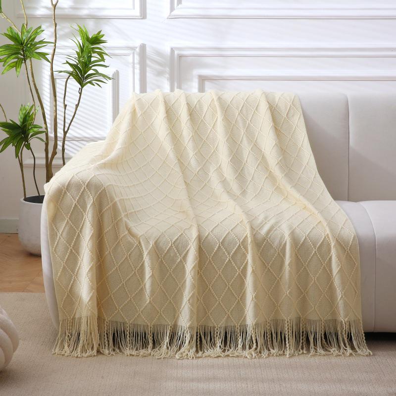 "Capa de Sofá Tricotada e Manta Estilo Europeu – Design Versátil para Quatro Estações para Escritório, Cama ou Sofá"