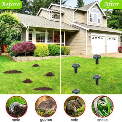 Solar Mole Repellent Yard Solar Powered Ultrasonic Gopher Repellent Waterproof Vole Vibration Stake Outdoor Animal Deterrent Stake