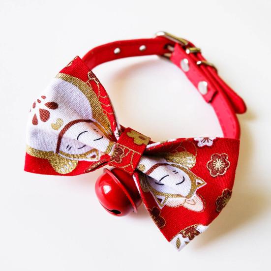 Obojek pro psa Design čínského uzlu Dekorativní Polyesterový Obojek pro domácí mazlíčky Kočky Psy se zvonkem