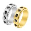 Rotating Love Dog Print Ring Cute Stainless Steel Minimalist Ring for Women Fashion Jewelry Accessories