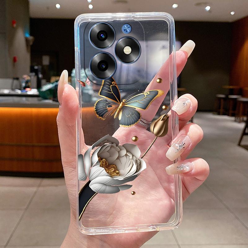 Fashion Flowers For Itel S23+ S23 Plus S681LN ItelS23+ 2023 Transparent Silicone Phone Protective Back Cover Shell Soft TPU Case