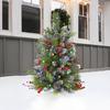 Lighted Artificial Christmas Urn Filler Battery Operated Pre-lit Xmas Pine Trees with Tripod Stake