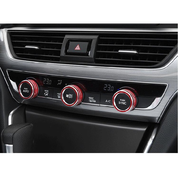 For Honda Accord 2018-2022 Aluminum Red Central Console AC Switch Button Trim 3p