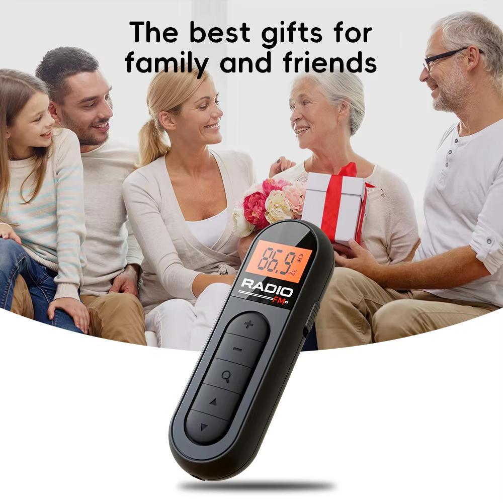 Mini Clip FM Radio Pocket Rechargeable Stereo Radio with LCD Display Wired 3.5mm Headphones For Meetings Tours Running