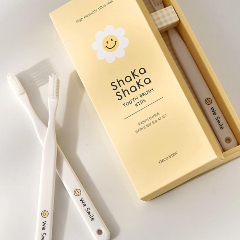 DECOVIEW [Набор из 4 штук] Детская зубная щетка Smile Shaka Shaka 4P SET