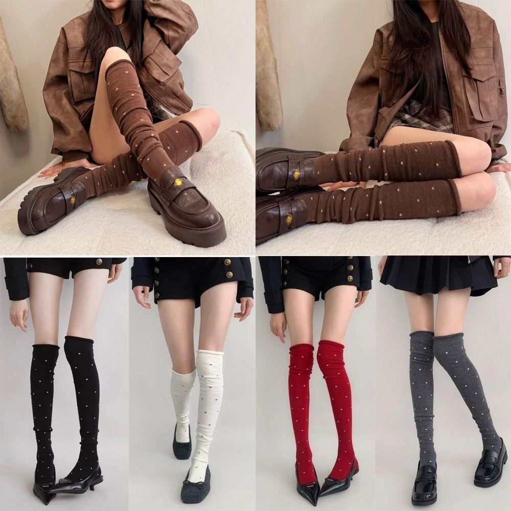 1 Pair Tight Mouth Design Over Knee Socks Rolled Edge Thigh High Socks Warm Winter Socks for Women