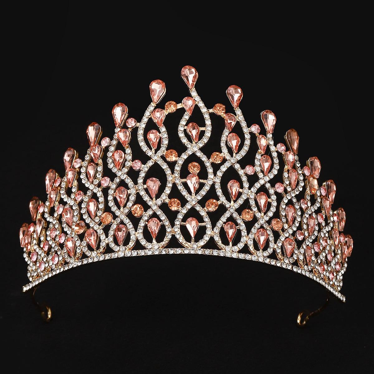 

Барочная свадебная хрустальная корона Винтажная европейская свадебная тиара Стразы Роскошное украшение для головы для королевских невест Церемонии конкурса красоты
