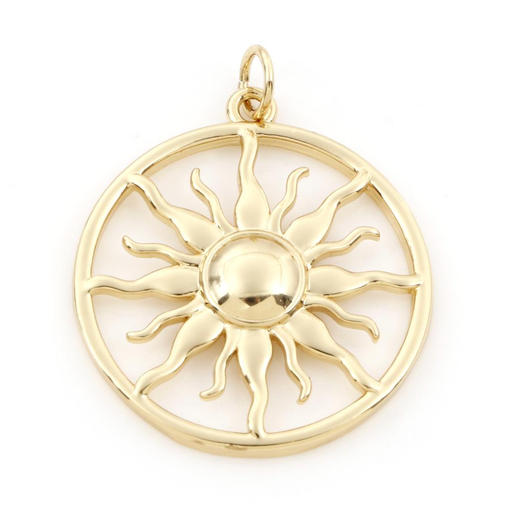 1 Piece Copper Galaxy Charms Sun Moon Round Shell Gold Color Pendants for DIY Making Necklace Bracelets Jewelry Findings