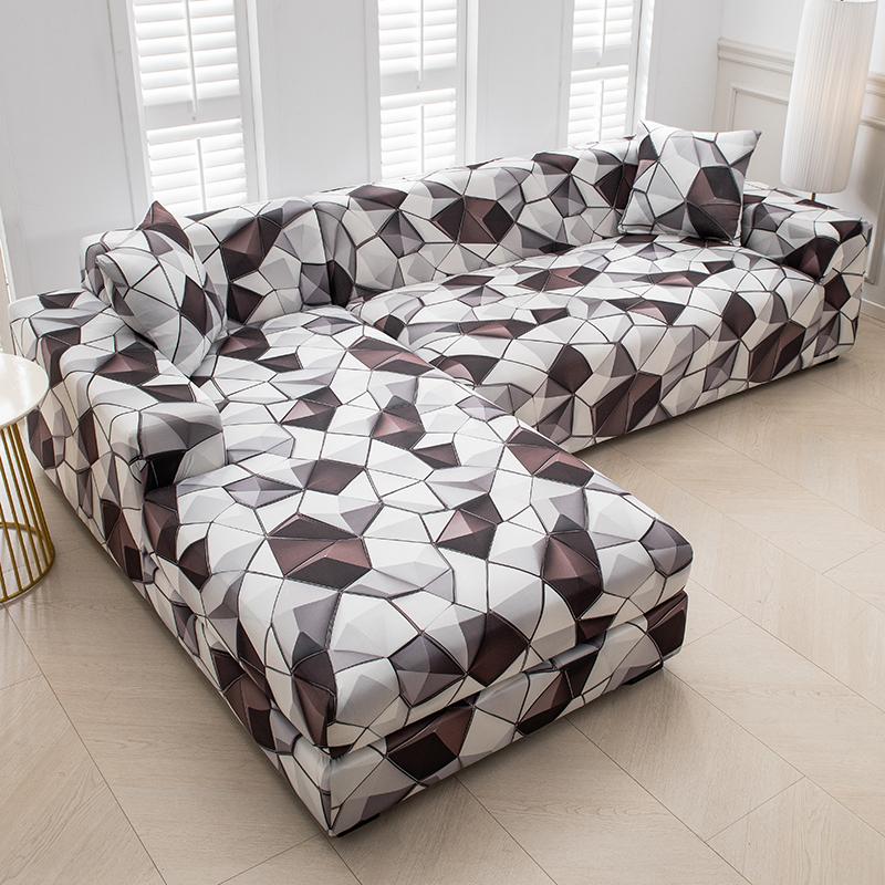 Stretch Sofa Überwurf Sofabezug Spandex Rutschfest, mit elastischem Saum für L-Form Ecksofas, Ideal für Kinder und Haustiere