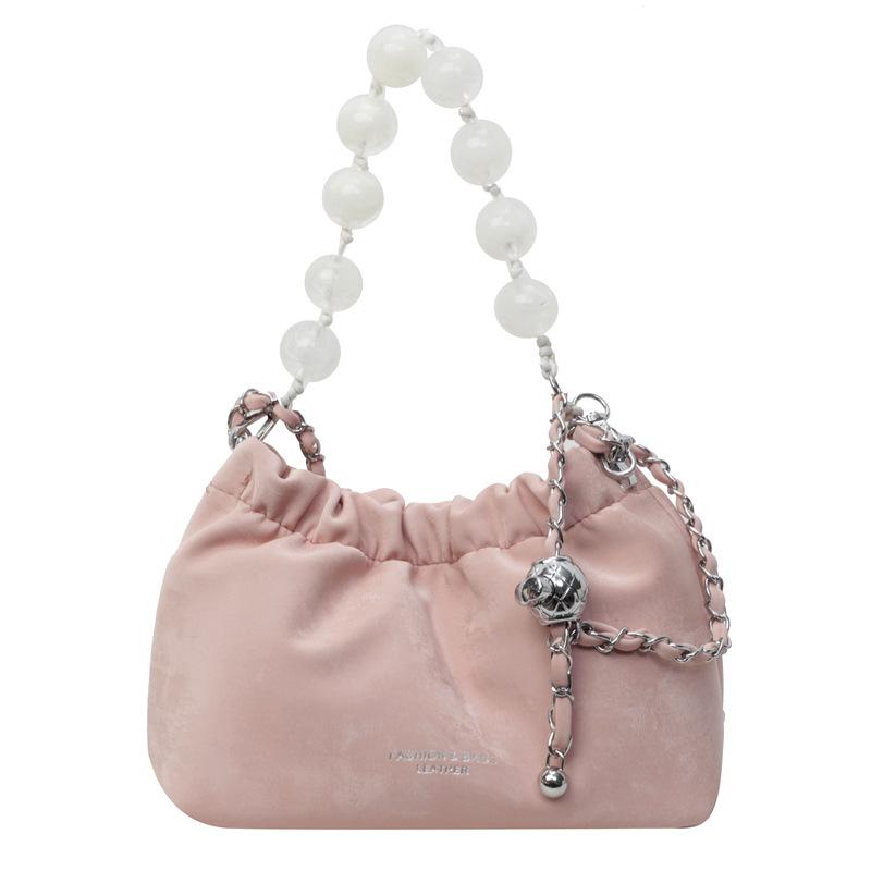 Premium Texture Small Bag Women's 2025 New Fashion Beaded Shoulder Messenger Bag Niche Design Chain Cloud Bag