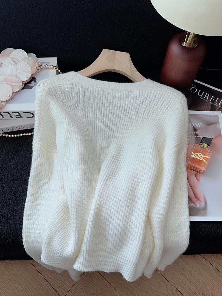 Three-Dimensional Floral Knit Cardigan - Age-Defying Autumn/Winter Top for Women