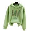 Hoodie Feather Print Long Sleeve Thick Loose Soft Drawstring Hooded Unisex Keep Warm Casual Elastic Cuff Women Men Hoodie