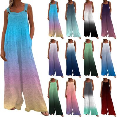 Women's Fashionable And Casual Loose Pocket Flannel Printed Jumpsuit