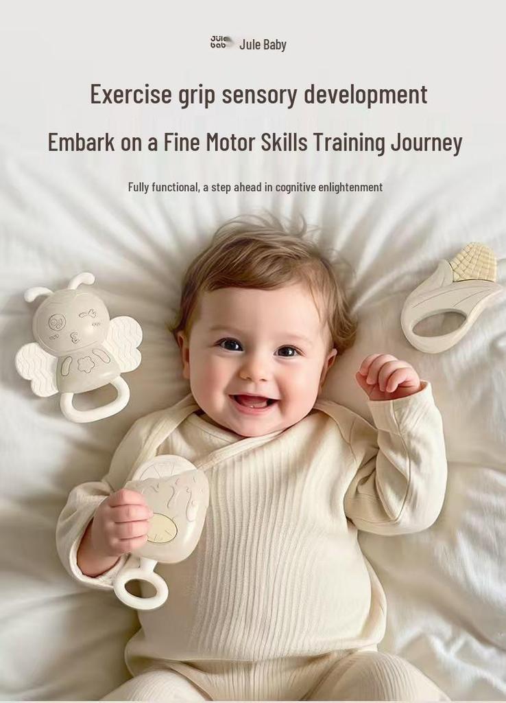 Newborn Gift Set: Hand Rattle, Teether, Pacifying Toy & Collapsible Baby Toy (0-1 Year)