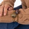 MERRYMOTIVE Merry,Motive Signature Button with Bold Chain Bracelet (Wine, Khaki)