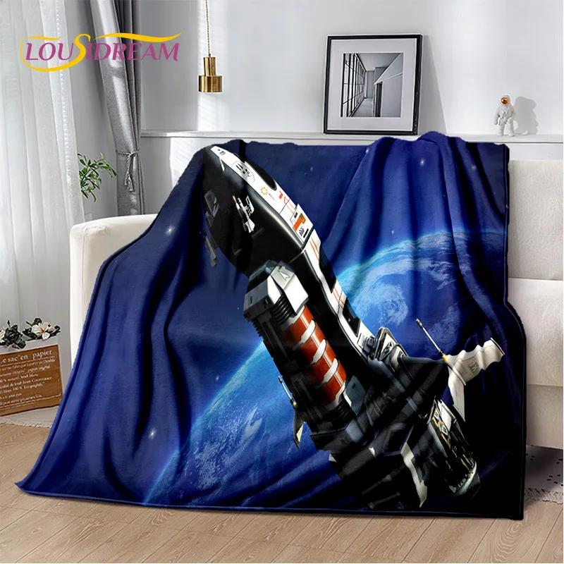 Spaceship  Spacecraft Universe UFO Blanket,Flannel Soft Throw Blanket for Home Bedroom Bed Sofa Picnic Office Hiking Kids Cover
