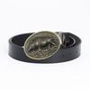 Men's Retro Cowhide Belt with Smooth Buckle - Korean Style, Trendy and Simple Wide Waistband.