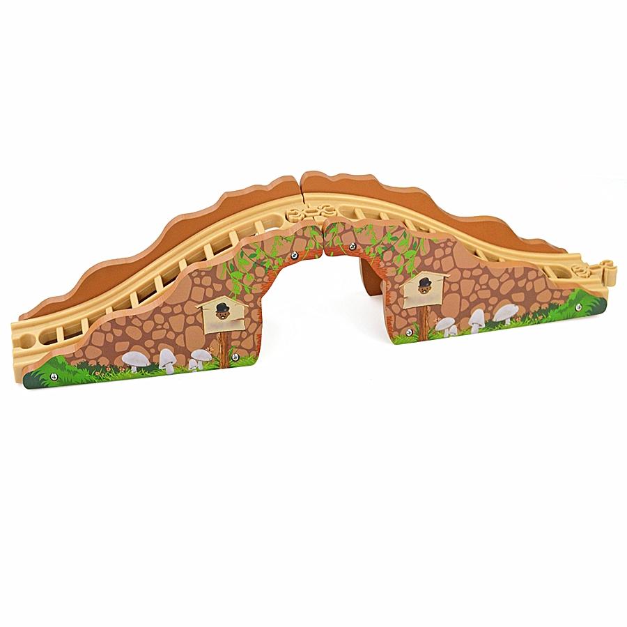 Wooden Train Track Racing Railway Street Sign Toys Bridge Track Accessories Fit Biro Wood Tracks Creative Toys For Children Gift