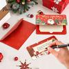 Decorative Cardboard Holder Christmas Cash Gift Envelopes, 6 Slots Foldable Money Holder, DIY Santa Claus Box Holiday Card Booklet for Xmas