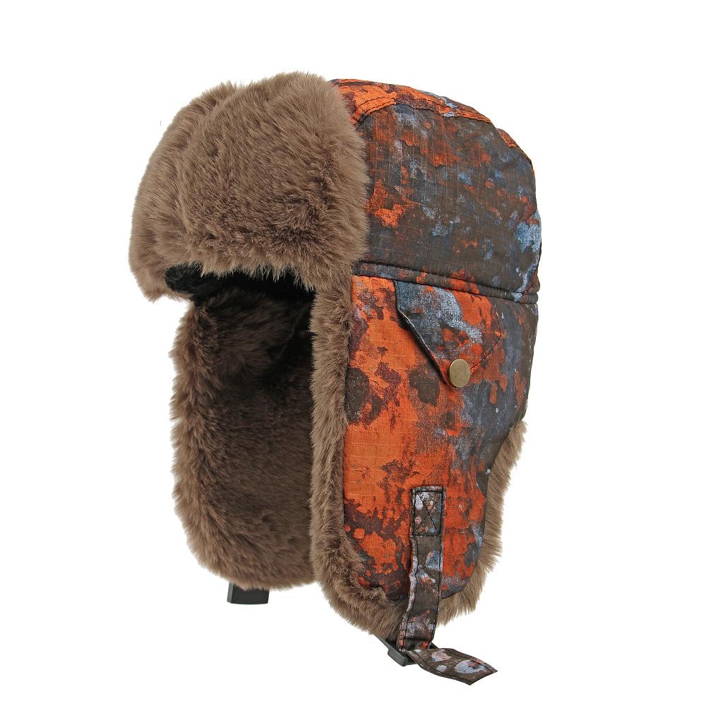 

Мужская зимняя ретро камуфляжная шапка-бомбер, уличная шапка для верховой езды, ветрозащитная, холодостойкая, теплая для ушей, шапка-ушанка для женщин оранжевый