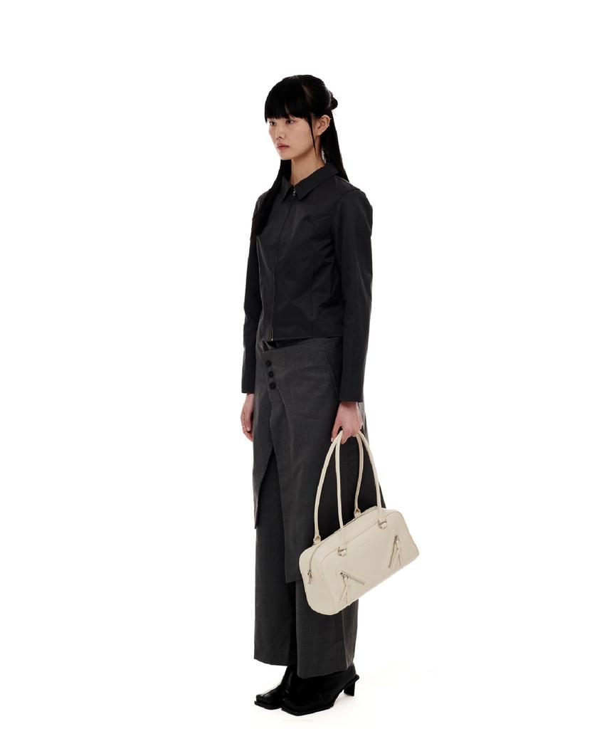Ectar Square Double Zipper Shoulder Bag - Square Double Zipper Shoulder Bag [Ivory]