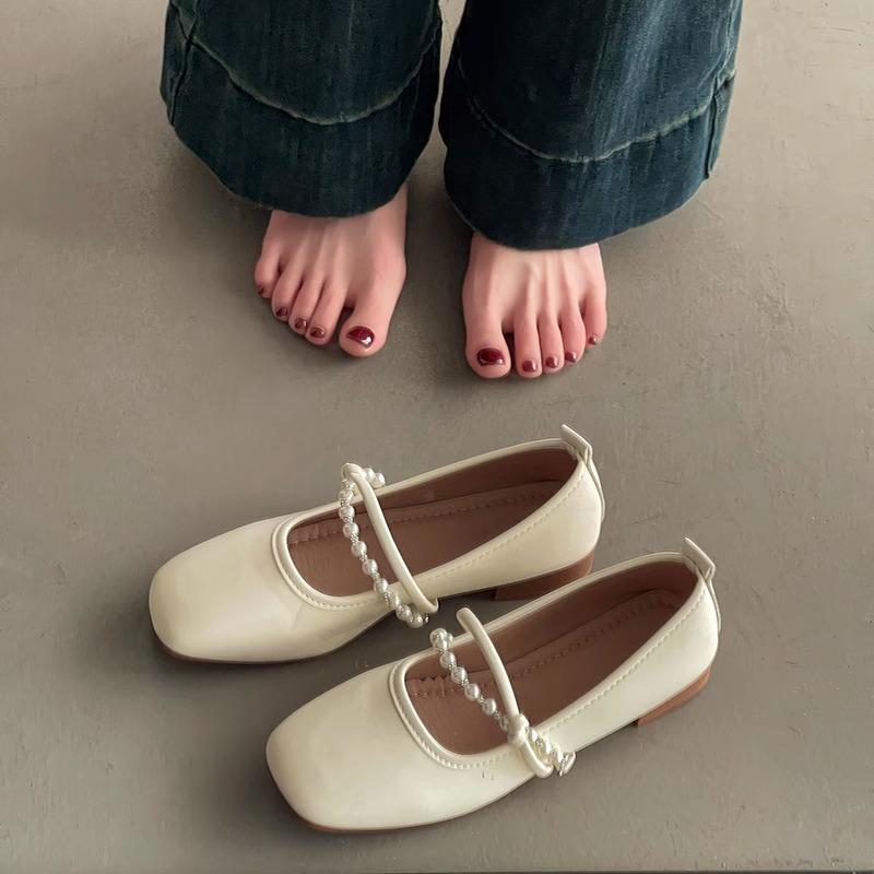 French Single Shoes Girl 2025 New Low-heeled Gentle Matching Skirt Flat-soled Grandma Shoes Fairy Style Soft-soled Mary Jane Shoes