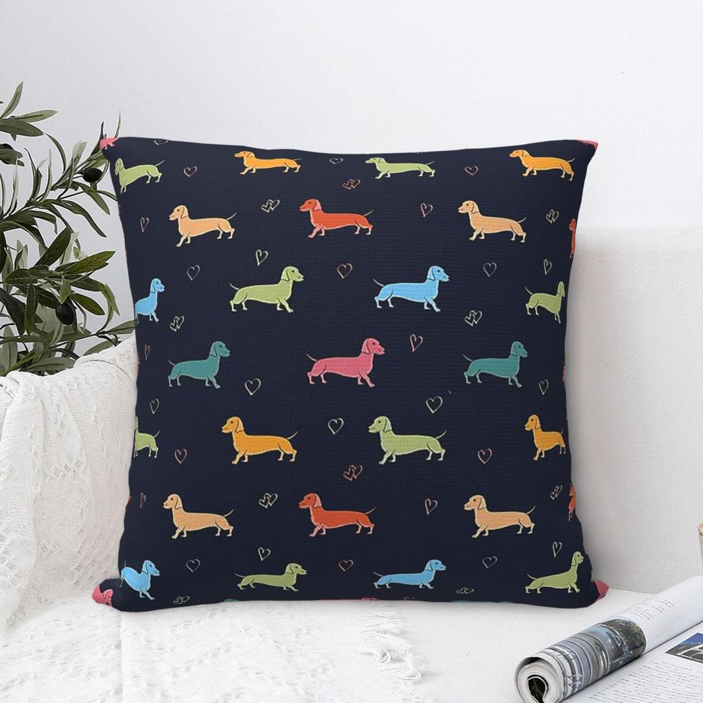 Sausage Dog Square Pillow Cases Dachshund Wiener Doxie Cushion Cover Decorative Throw Pillow Case Cover for Living Room cm