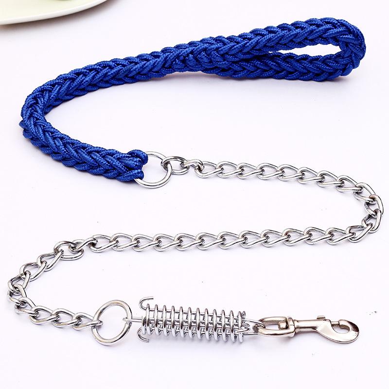 Large Dog Leash Dog Chain Anti-bite Punch Golden Retriever Alaska Collar Medium Large Dog Dog Leash Iron Chain