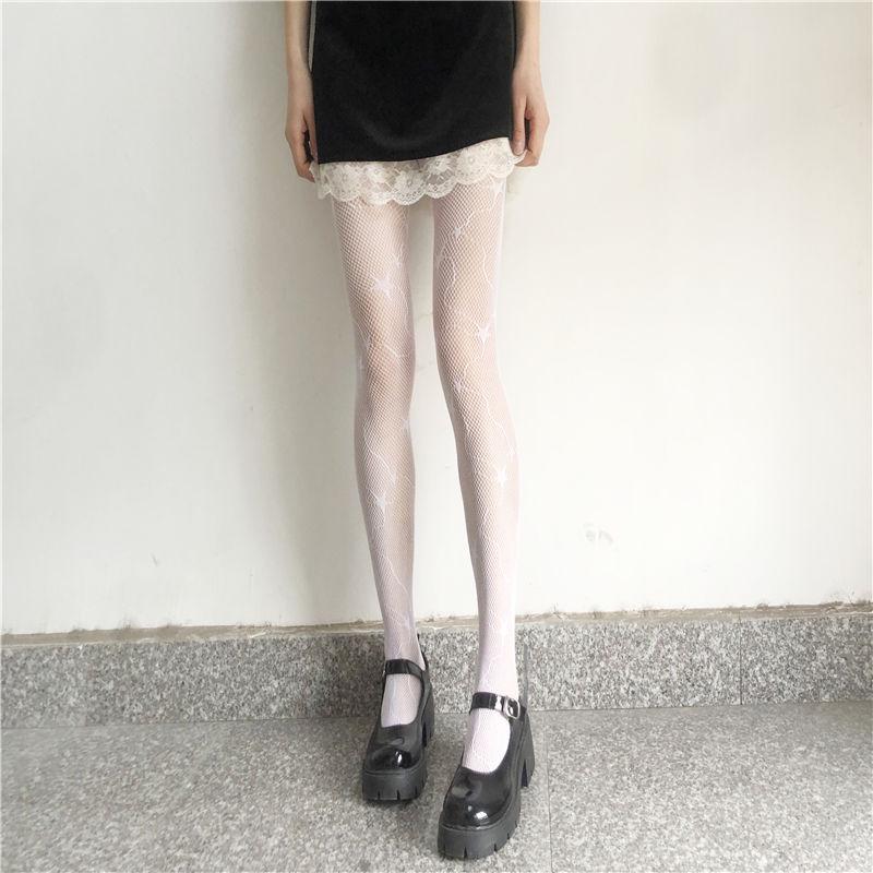 

Белые чулки-сетка с бантом в японском стиле: Милые, Сладкие, Сексуальные Черно-белые Колготки для Женщин One Size