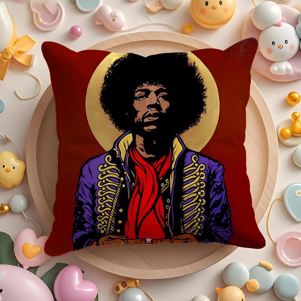 SingerJJimi HHendrix Pillow Case Soft Plush Fabric DoubleSided Printed Cushion Cover Warm Winter Sofa Pillow Case