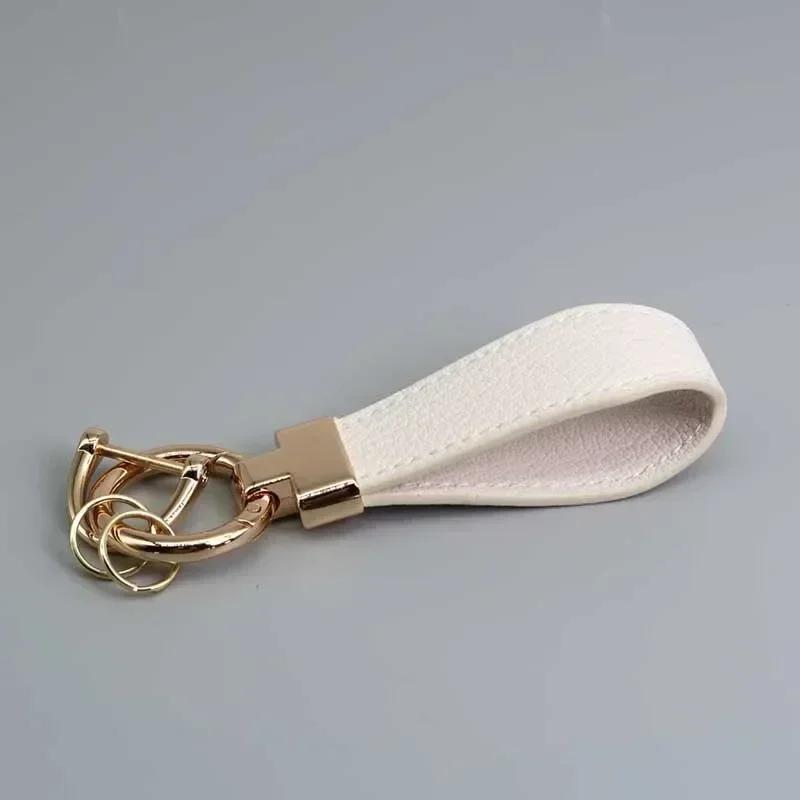 PU Leather Car Keychain Men's and Women's Bag Anti Lost Key Ring Waist Hanging Retro Laser Engraving Customized Keyring Gift