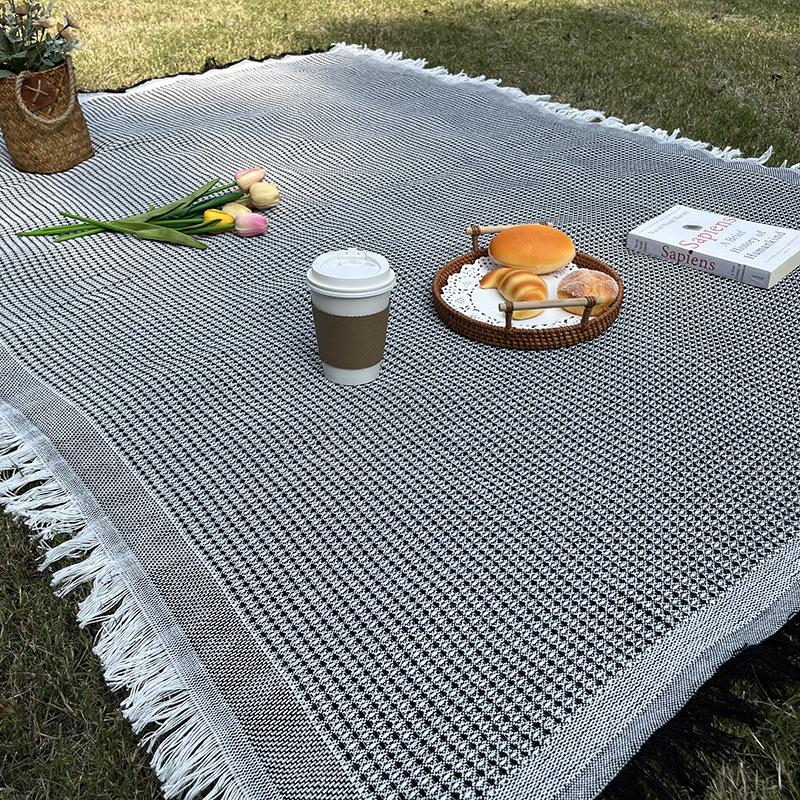 Cotton Jacquard Outdoor Picnic Mat - Camping Blanket for Beach, Garden, Travel, RV, Tent Floor & Spring Outings, Beach, Park Hiking Blanket