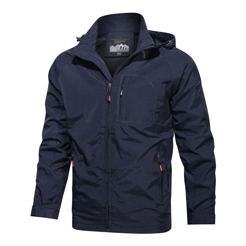 2024 Men's Hooded Trench Coat: Spring-Autumn Cycling & Casual Windbreaker for Middle-aged and Young