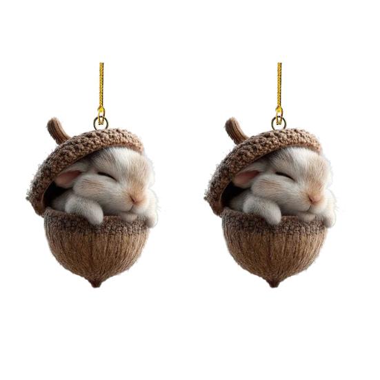 2D Forest Animal Christmas Tree Ornaments Acorn Ornaments Cozy Forest Woodland Creature Acrylic Hanging