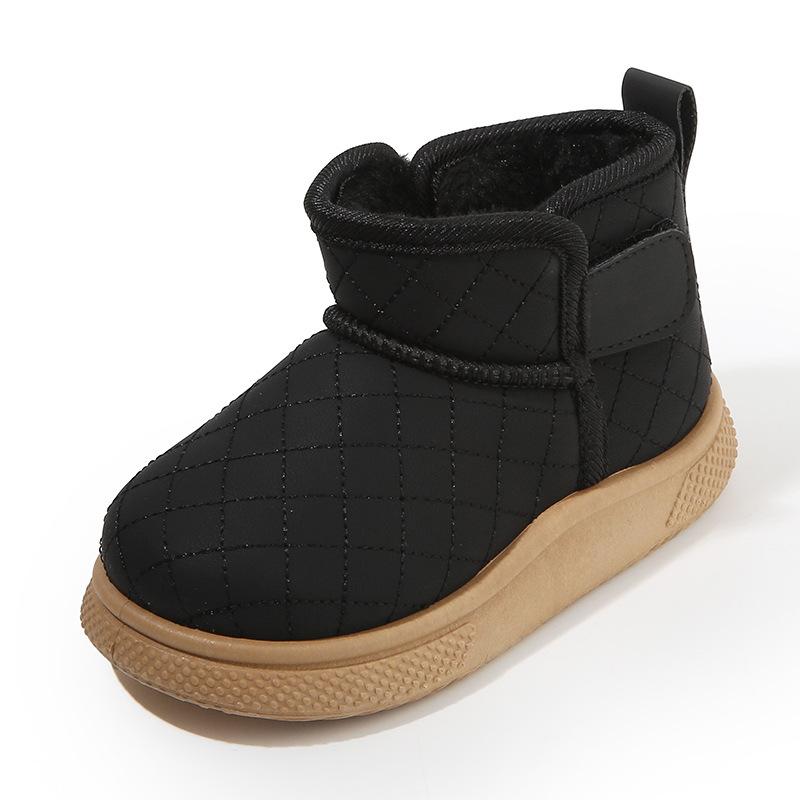 Barnesnøstøvler 2025 vinter nye gutte korte støvler foret og tykkere jente bomullsstøvler varme baby bomullssko