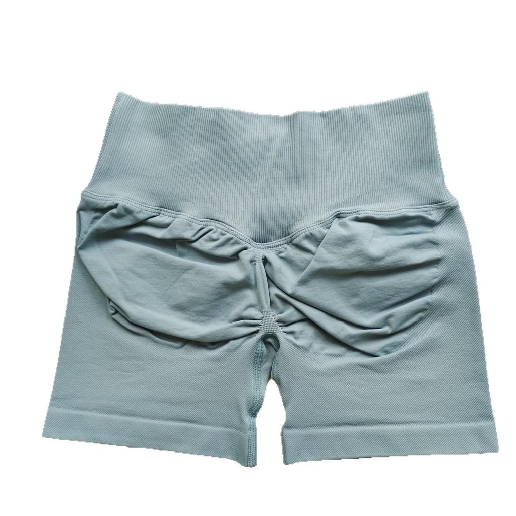 Dames Hoge Taille Geribbelde Yogashorts - Billenlifter, Kruislings Tailleband, Driekwart Lengte voor Hardlopen en Fitness