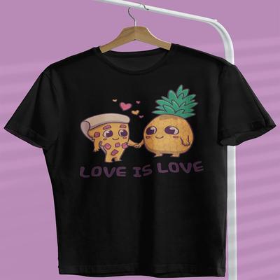 Liebe ist Liebe Ananas und Pizza Unisex T-Shirt Lustiges Grafik-Tee-Top