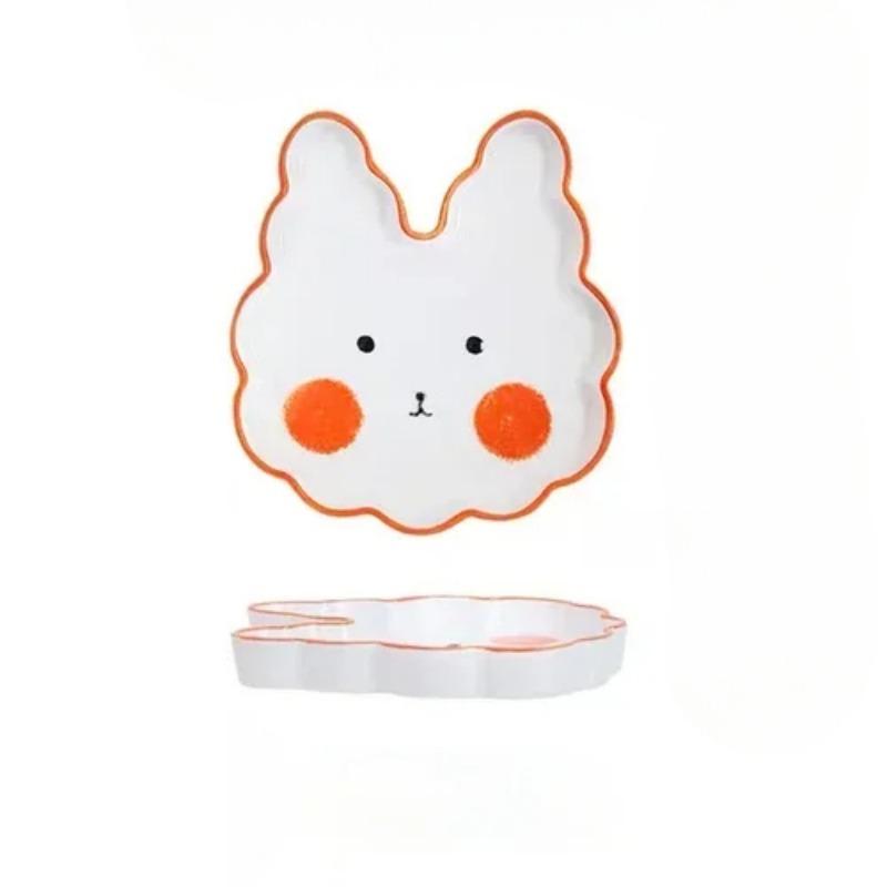 Cute Cartoon Underglaze Color Animal Ceramic Breakfast Plate Children's Rice Plate Fruit Cake Dessert Dish Dinner Plates