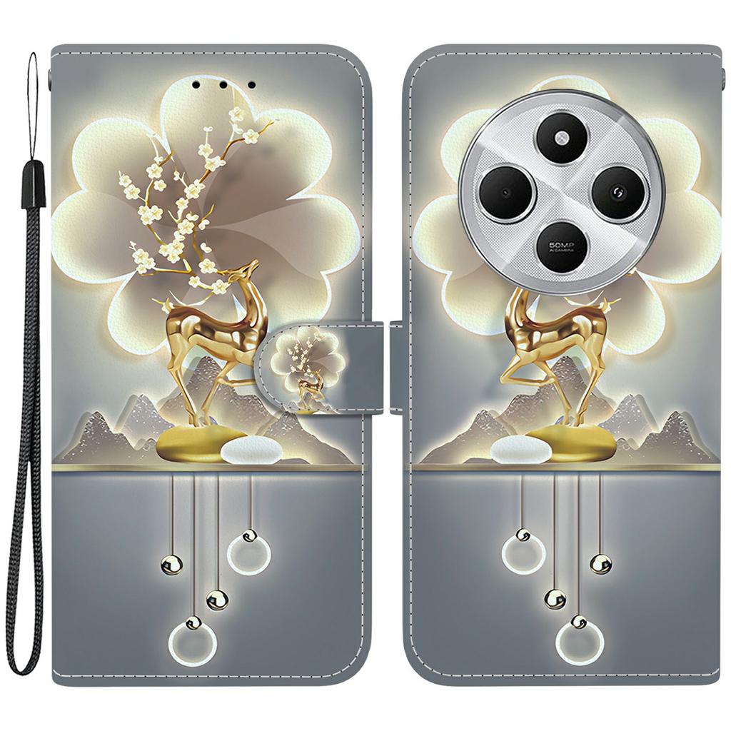 Phone Case For Xiaomi Redmi 14C 4G/Redmi 14R 5G/Poco C75 4G Pattern Printing Leather Flip Wallet Cover with Lanyard