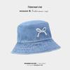 Women's Spring/Summer Bowknot Denim Fisherman Hat - Casual & Versatile Outdoor Sun Hat